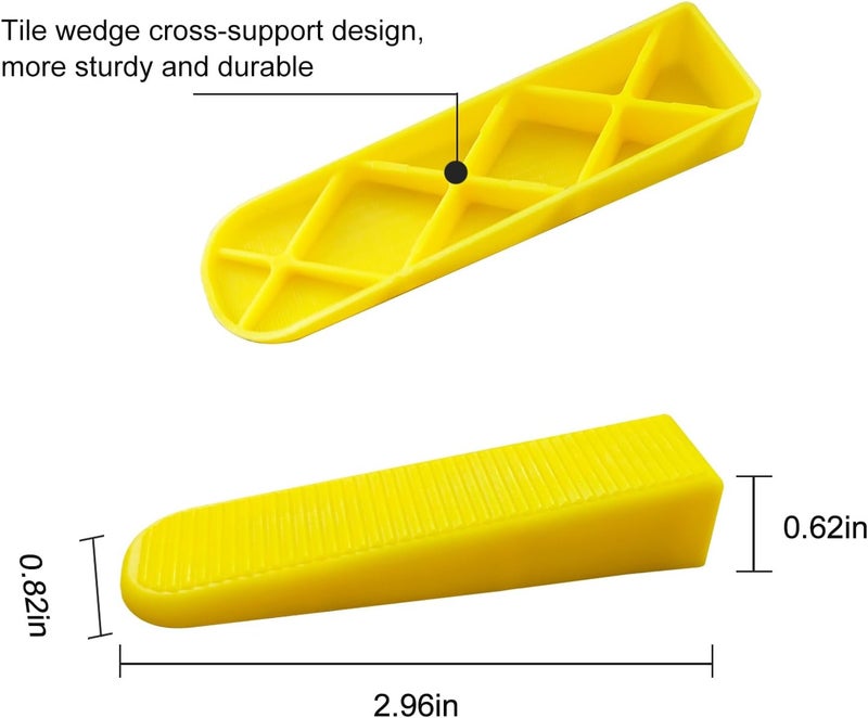 RUHOOM Tile Leveling System Wedges 210 pcs Reusable Tile Leveler Wedges for 1/8" 1/16" 1/32" Spacers and Tile Leveling Clips Tile Leveler Tools for Wall Floor Tile Stone Installation Yellow - Image 2